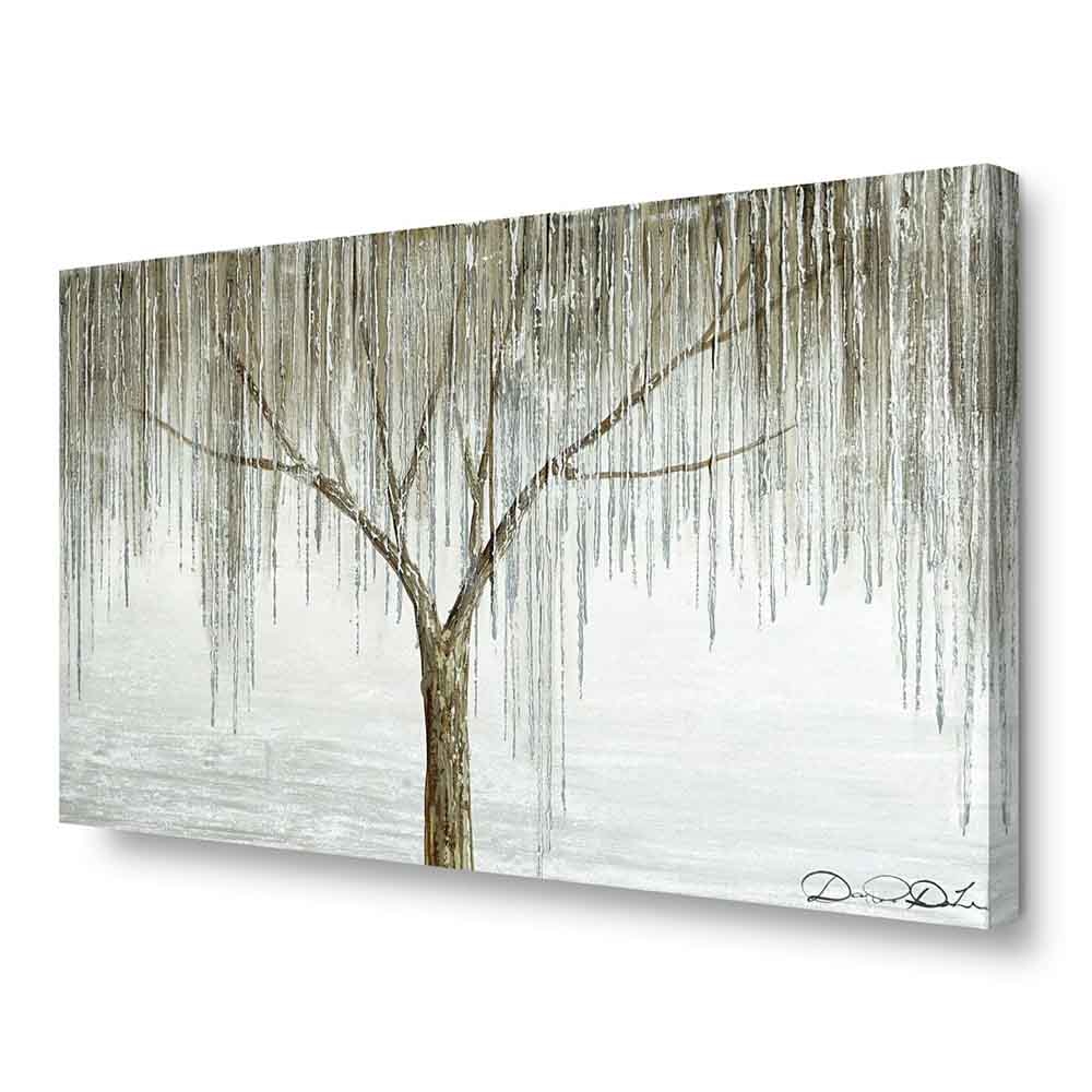 Quadro dipinto a mano con un suggestivo effetto pioggia, visione laterale che esalta la profondità delle pennellate.