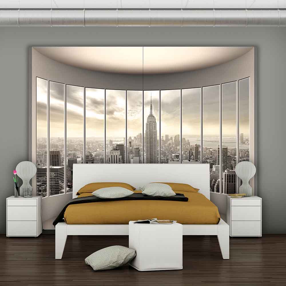 Quadro su tela grande con i palazzi iconici di New York, decorando una camera dallo stile metropolitano.