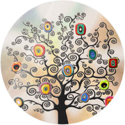 Sottopentola in vetro con albero astratto in toni neutri, perfetto per una cucina dallo stile sobrio ed elegante.