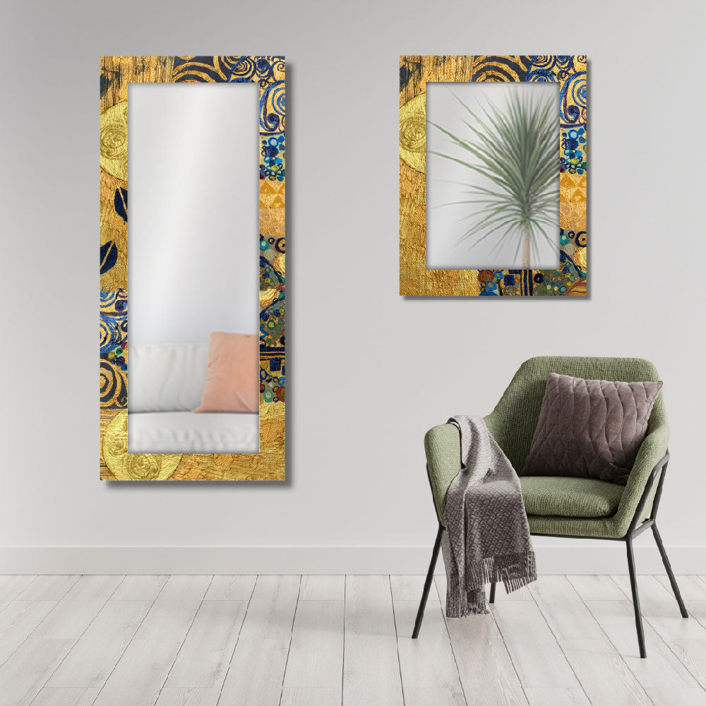 Specchio da parete Klimt Gold con cornice dorata decorativa - disponibile in 90x70 e 160x70 cm