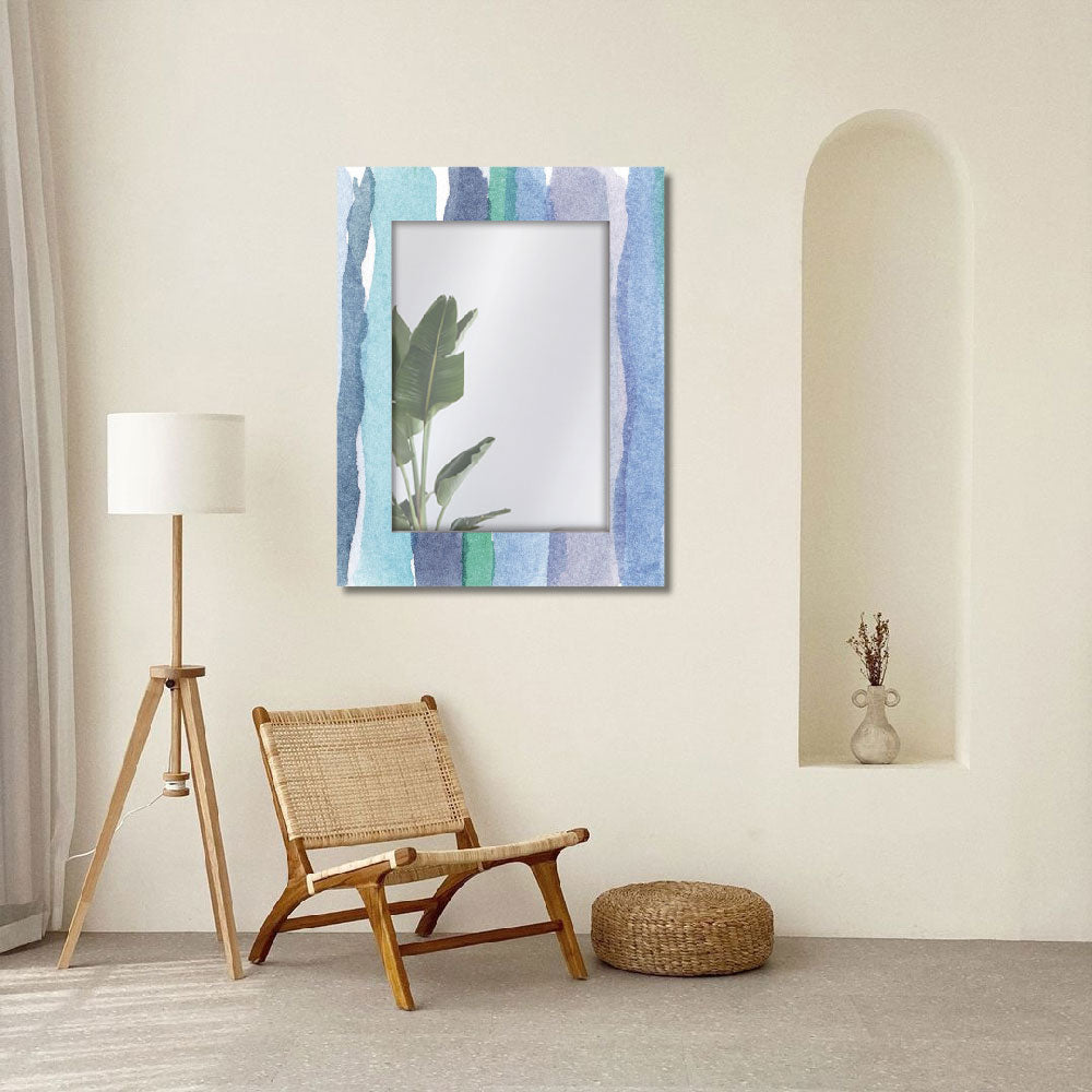 Specchio da parete Acquerello con cornice effetto acquerello blu e verde per soggiorni moderni