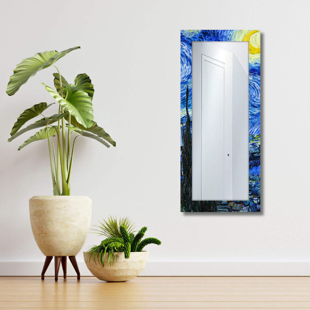 Specchio lungo da parete Notte Stellata con cornice ispirata al cielo stellato, misura 160x70 cm