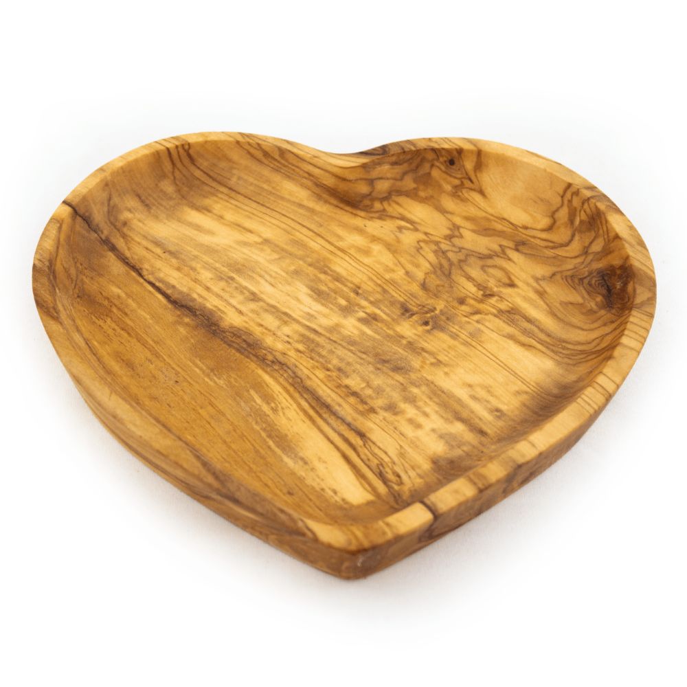 Svuotatasche a cuore in legno d’ulivo personalizzabile artigianale Made in Italy 