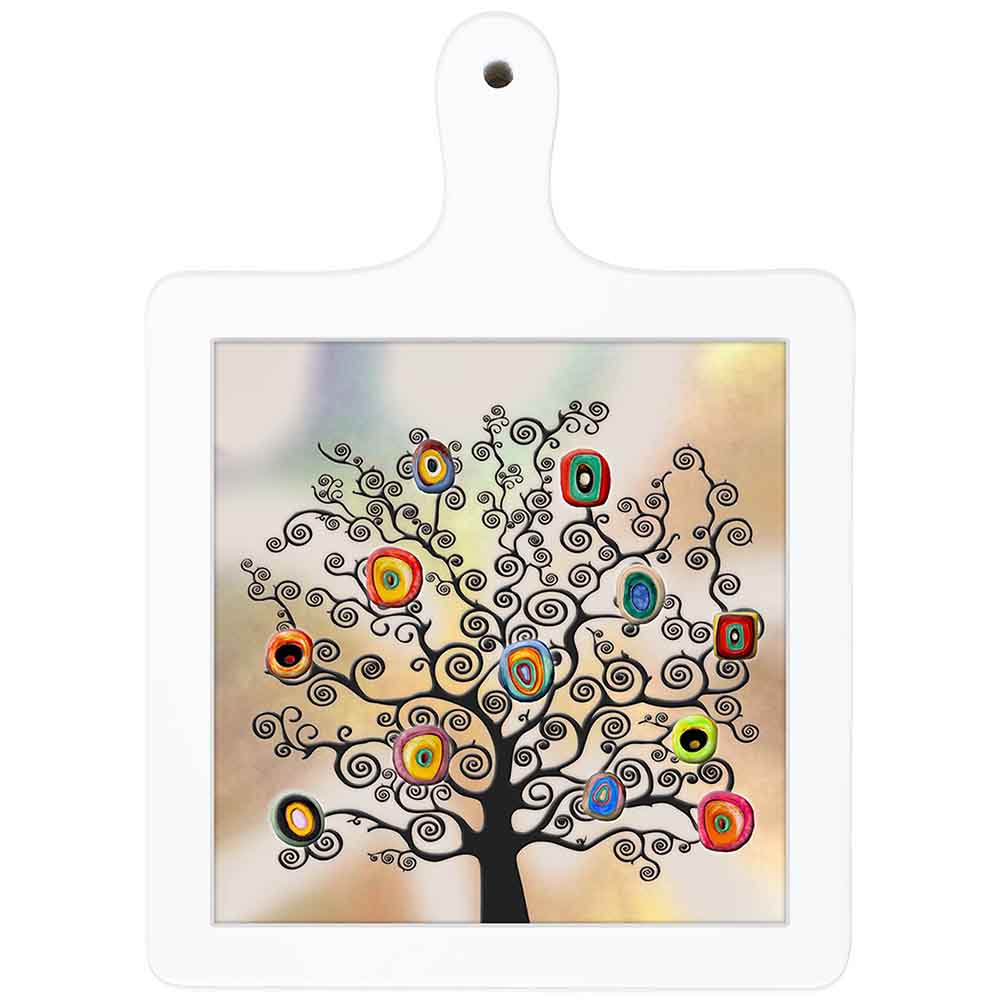 Tagliere Ceramica Eolo “Tree K&K” – Decorazione Albero della Vita