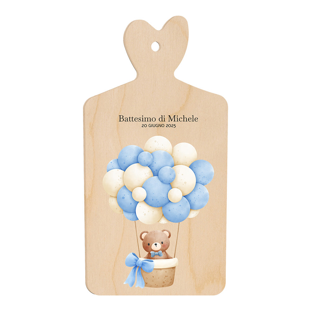 Tagliere Bomboniera Mongolfiera “Teddy Balloon Azzurro” - Nascita o Battesimo Bimbo